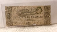 Obsolete The State Of Georgia 2 Dollars Obsolete Note Currency 1863 Paper Money