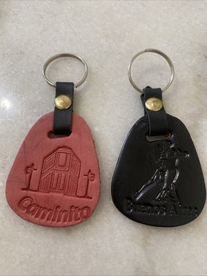 2 Pcs Caminito, Tango Thick Leather Keychain Souvenir BUENOS ARIES, ARGENTINA