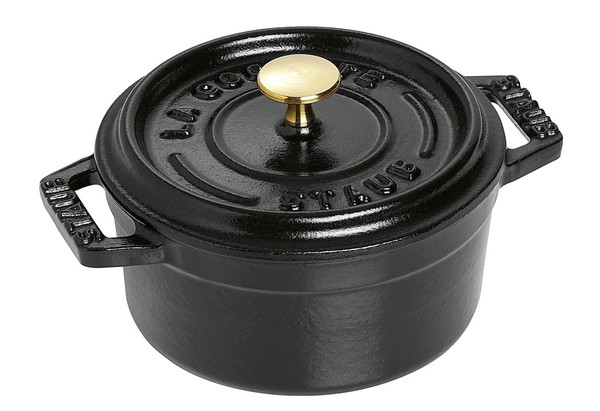 Staub Mini Cocotte BräTer 10Cm Rund Schwarz Gusseisen Emailliert Induktion-image