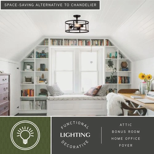 Vaxcel Lighting C0266 Akron 3 Light 15"W Semi-Flush Drum Ceiling - Bronze - Picture 12 of 12