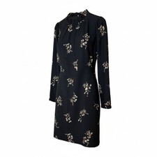 J.Crew Women Dress 6 Black Floral Shift Ruffle High Neck Long Sleeve Cottagecore