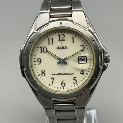 Seiko Alba Mens Watch 37mm Stainless Steel Date V732-0S00 New Battery 7''