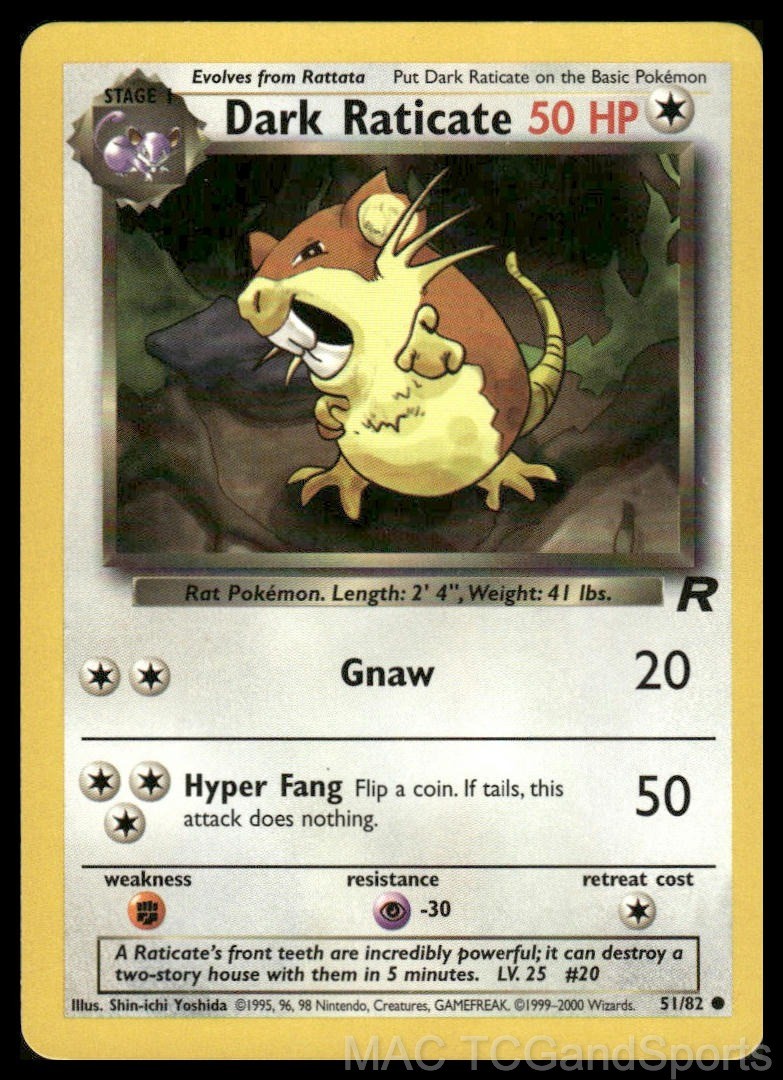 Dark Raticate 51/82 Unlimited Team Rocket Pokemon TCG LP