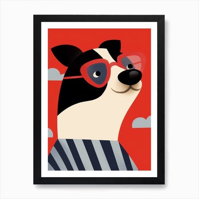 Kleiner Dachs 4 tragen Sonnenbrille gerahmtes Wandbild Poster Leinwanddruck Bild