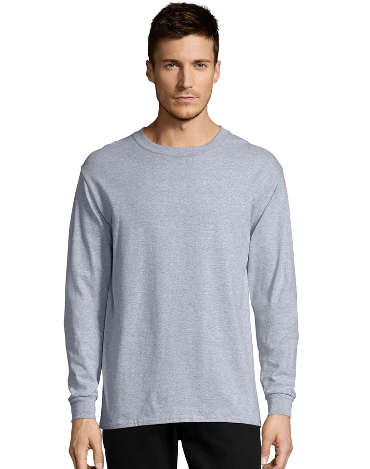 Hanes Essentials Men's Cotton Long Sleeve T-Shirt, Value 4-Pack