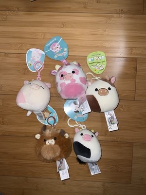 Squishmallow cow clip bundle - fuzzy Wilfred, caedyn, Connor, Evangelica, Ronnie