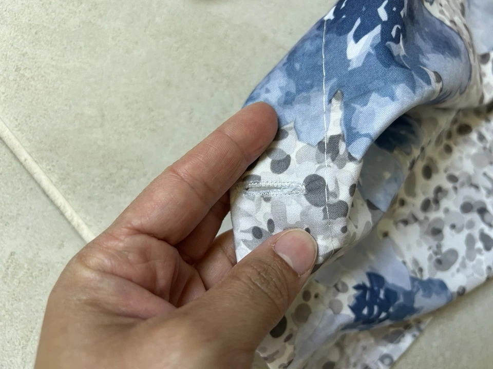 Shower Curtain Blue Floral and Gray Design Shower Curtain - Image 2 of 4