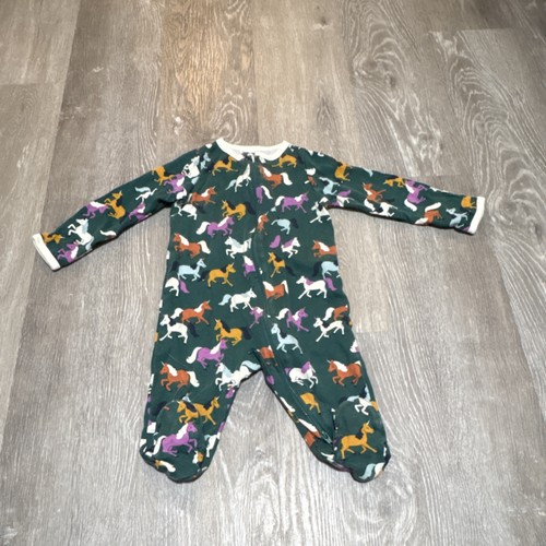 Wonder Nation Horse Print Zip One Piece Sleepwear 3-6 Months Green