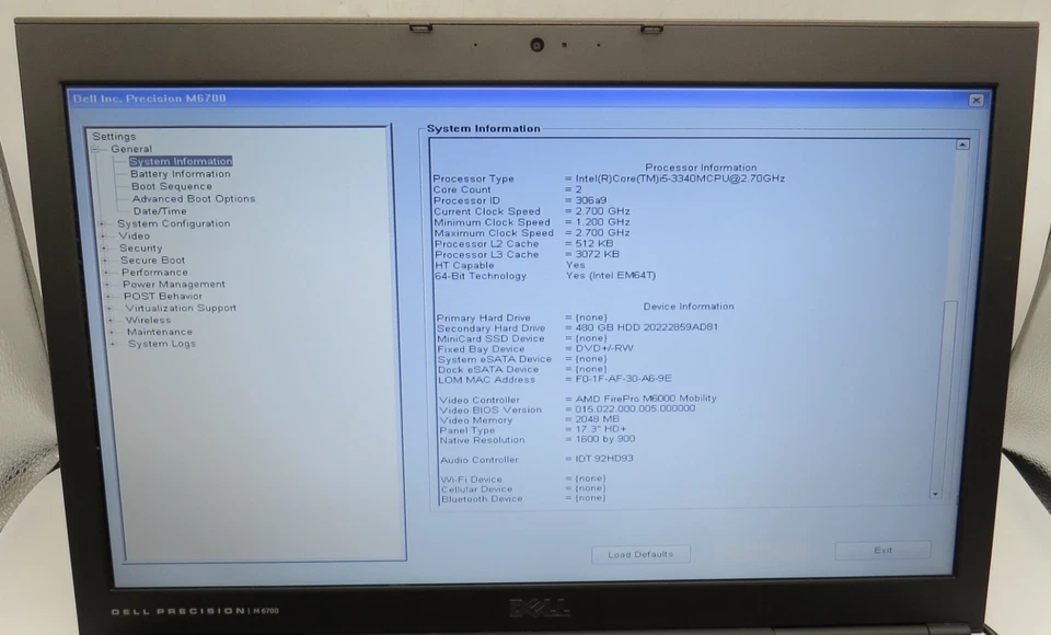 Dell Precision M6700-17.3"-i5-3340M@2.7GHz-8GB DDR3 Ram 480GB 2.5 SSD No OS - Image 4 of 4