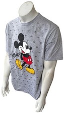 Disney Men's Classic Mickey Mouse Hearts Gray Short Sleeve Shirt Size Large