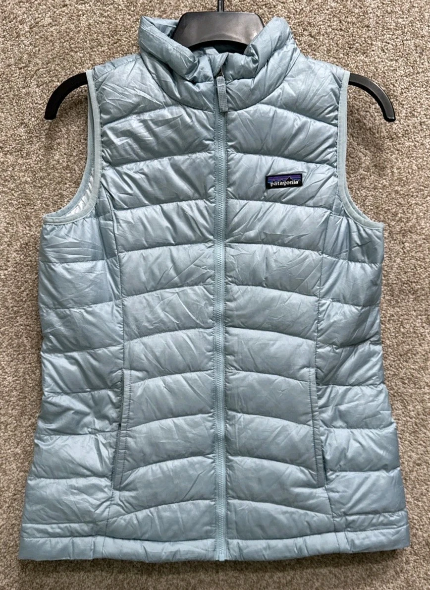 Patagonia Vest Girls' Size XL 14 Baby Blue Down Sweater Full Zip Jacket 68227