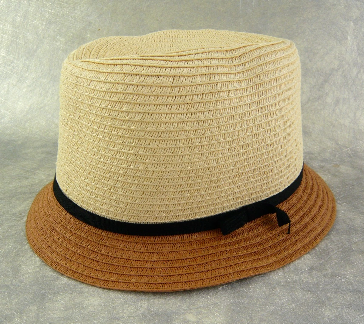 J.Crew Textured Summer Fedora Raffia Straw Sun Hat Tan Black Ribbon G6551 S/M J.CREW Straw Fedora Hats for Women for sale | eBay main image 3