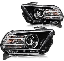 Headlight Fits 2013-2014 Ford Mustang Black Projector w/LED DRL HID/Xenon Pair