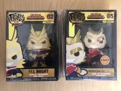 2 FUNKO MY HERO ACADEMIA ALL MIGHT & SILVER AGE CHASE POP PIN BADGES ANIME 02 05