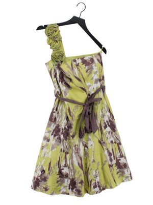 Rocha.John Rocha A-Line Midi Dress UK14 in Green