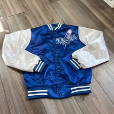 Chalk Line LA Dodgers Vintage Satin Varsity Jacket Blue White Mens Small
