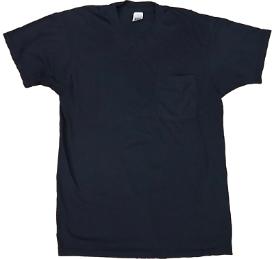 Vintage 80s Fruit of the Loom Selvedge Pocket Navy Blue T-Shirt M 