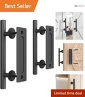 12" Heavy Duty Black Steel Barn Door Handles 2Pcs Rustic Pulls for Gates