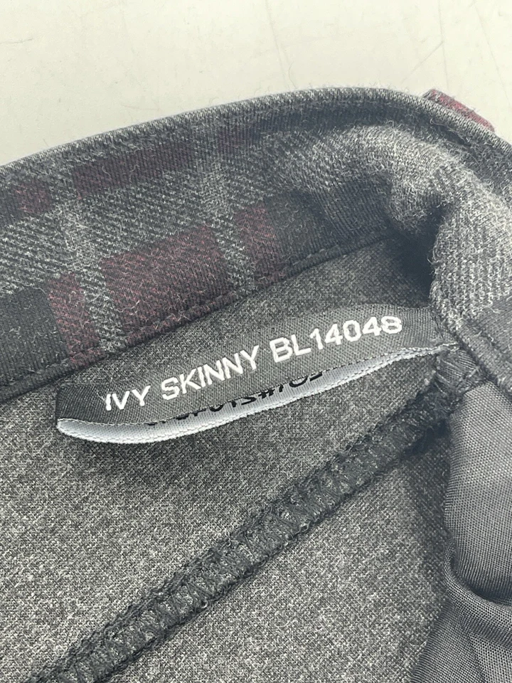 Pantalones ajustados Buffalo David Bitton para mujer talla 25 tiro bajo gris púrpura a cuadros 26X26 Foto 4 de 4