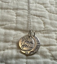 I Love you to the moon  back 925 Sterling Silver 2 Pendant Necklace 10gr 18"