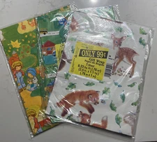 NOS Forget Me Not American Greetings Gift Wrap Children's Giant Sheet 3 Packs