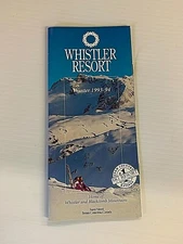 Vintage 1993-94 Whistler Resort Souvenir Travel Brochure Map Rates Ski Trails BC