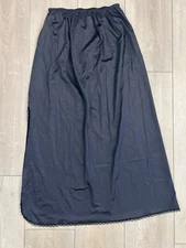 Vintage Wondermaid Half Slip Long Size Large Black Antron Nylon Side Slit USA