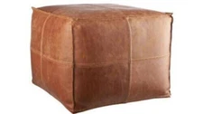 Moroccan Handmade Genuine Leather Boho Pouf Ottoman Footstool Pouffe