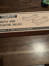 Shario Rustic Wood Floating Shelves with Rails  Towel Rack - 2 Pack 406 NEW