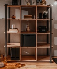 Regal Eiche und Anthrazit Industrie Look Bücherregal groß 107 x 145 cm Malta