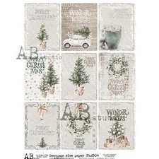 Farmhouse Christmas | A4 Rice Paper | Paper for Decoupage | AB Studios