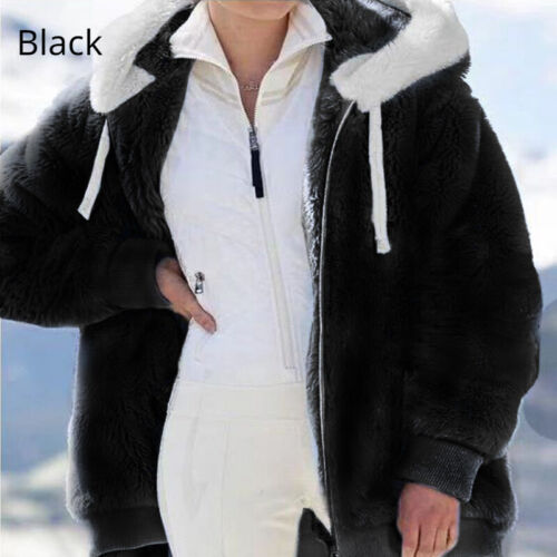 Ladies Fleece Hoodie Coat Jacket Overcoat Outdoor Winter Warm Thermal S-5XL Chic - Picture 19 of 22