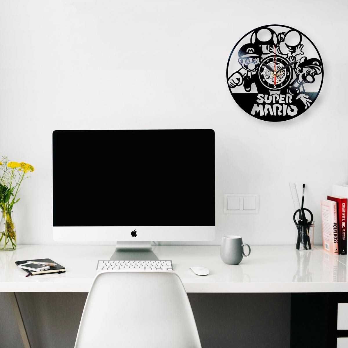 Super Mario Bros Vinyl Record Wall Clock Unique Best Gift Kids Bedroom