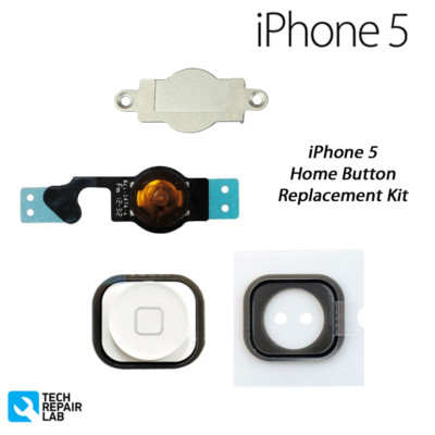 NEU iPhone 5 Ersatz komplett Home Taste mit Halterung Reparatursatz - WEISS