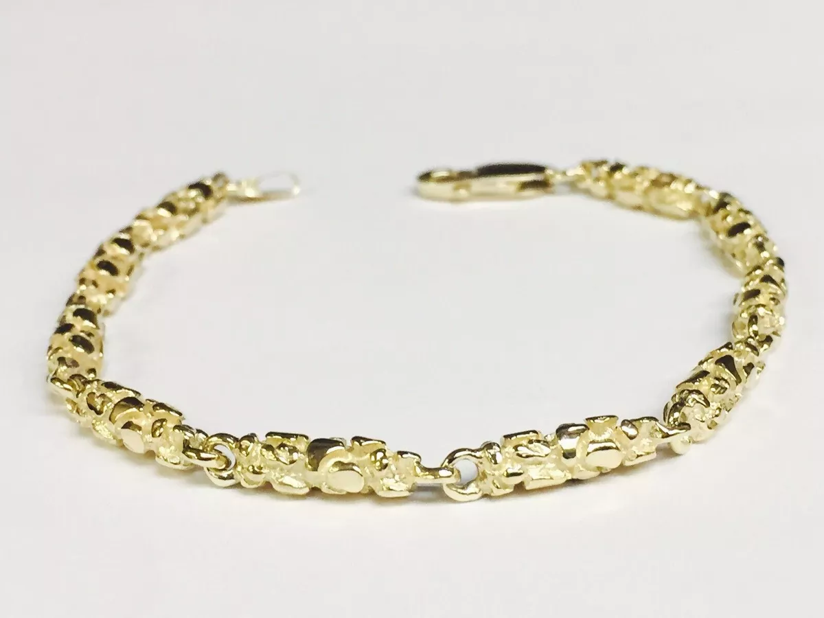 18k Solid Yellow Gold Nugget Chain Bracelet 4.5 MM 24 grams 8