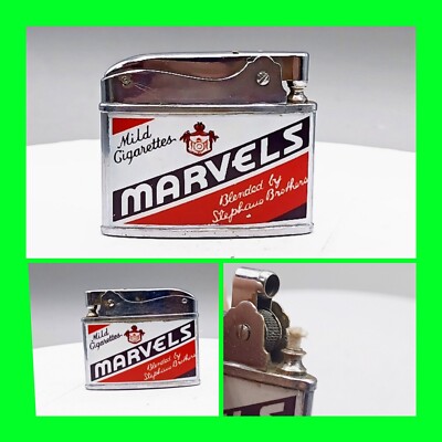 Vintage Marvels Mild Cigarettes Flat Advertising Lighter - Unfired - Working HTF