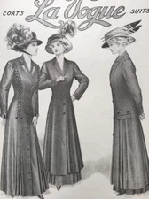 Vintage 1909 LA VOGUE Women's Coats Suits John Anisfield Edwardian Fall Style Ad