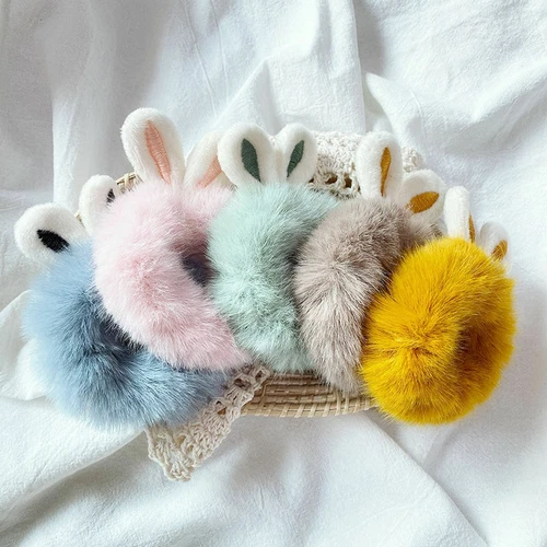 2X Plüsch Haargummi Hase Kaninchen Rabbit Mädchen Haarschmuck 15 Farben - Bild 5 von 21