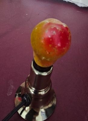 Antique Vintage Christmas Figural Light Bulb Pear CARBON FILAMENT Red Blush Work