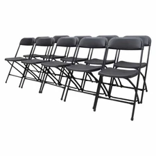 TECHTONGDA 10Pcs Black Plastic Folding Stackable Chairs for Picnic Party New