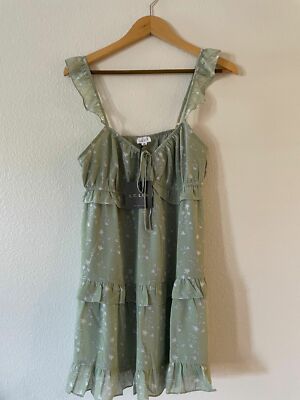 Le Lis Collection Size M Floral Tiered Ruffle Mini Dress Flutter Strap Boho NWT