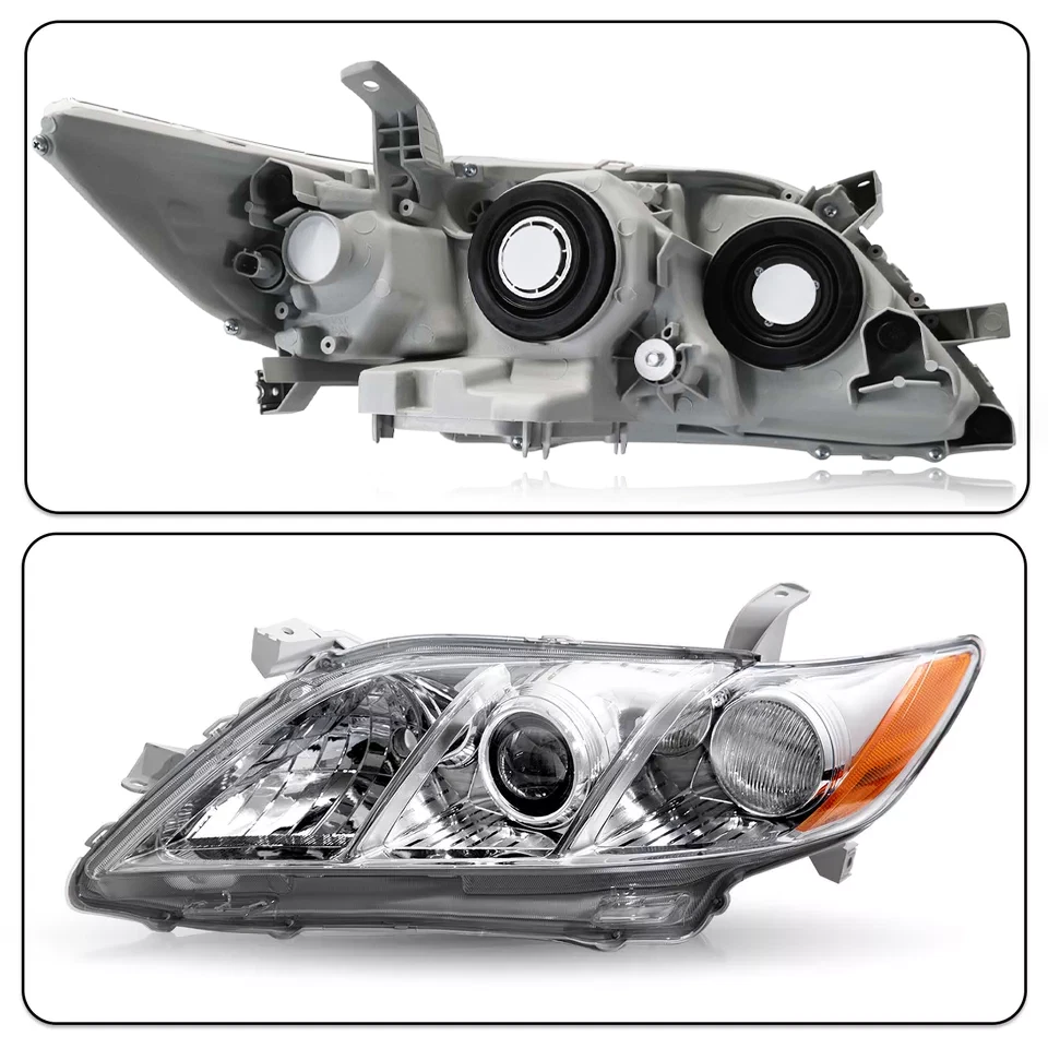 Par de faros esquineros ámbar proyectores cromados para Toyota Camry 2007 2008 2009 Foto 2 de 4