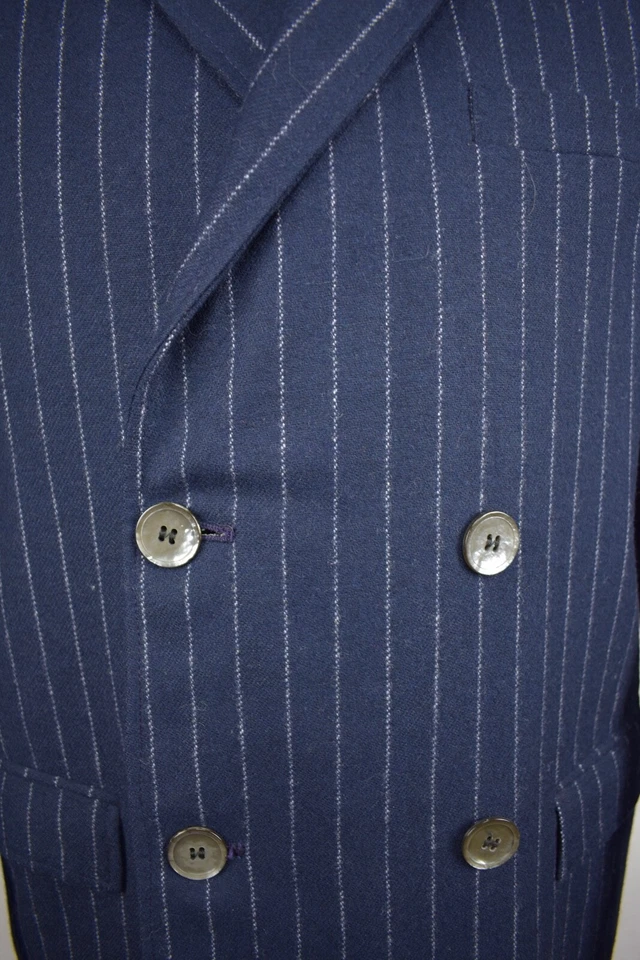 Abrigo deportivo 1962-1976 sin marca azul marino a rayas lana doble botonadura talla: 38S Foto 2 de 4