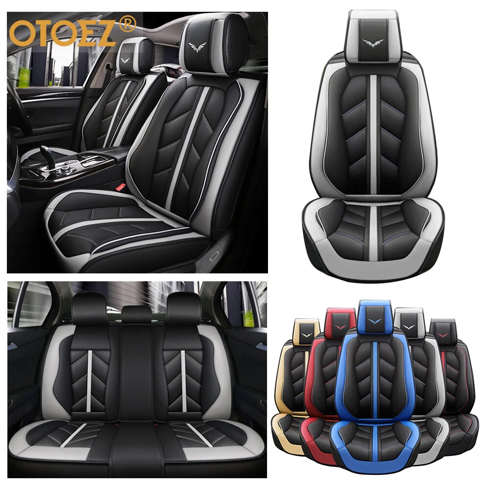 OTOEZ Car Seat Covers Full Set 5-Seats Leather Front Rear Cushion Protector  Universal Fit 