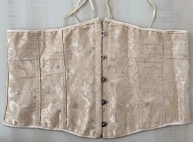Waist Trainer Corset Lace Up Back  Metal Hooks Front Closure Beige 3XL
