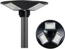 LAMPIONE STRADALE LED CON PANNELLO SOLARE CREPUSCOLARE 150W LUCE FREDDA IP66 UFO
