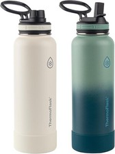 Thermoflask 40 oz botellas aisladas de acero inoxidable paquete de 2 blanco roto/verde claro