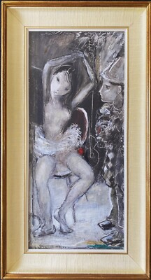 David Cox RWA ROI (1914-1979) BALLERINA TÄNZERIN MIXED MEDIA PORTRAIT GEMÄLDE