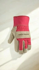 Wells Lamont Women's Outdoor Work Gloves Red Medium Cowhide Leather 1 pair