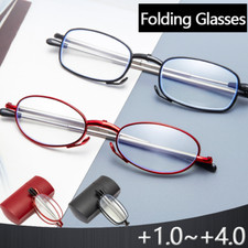 Unisex Metal Compact Folding Anti-Blue Light Reading Glasses 1.0 4.0 With Case